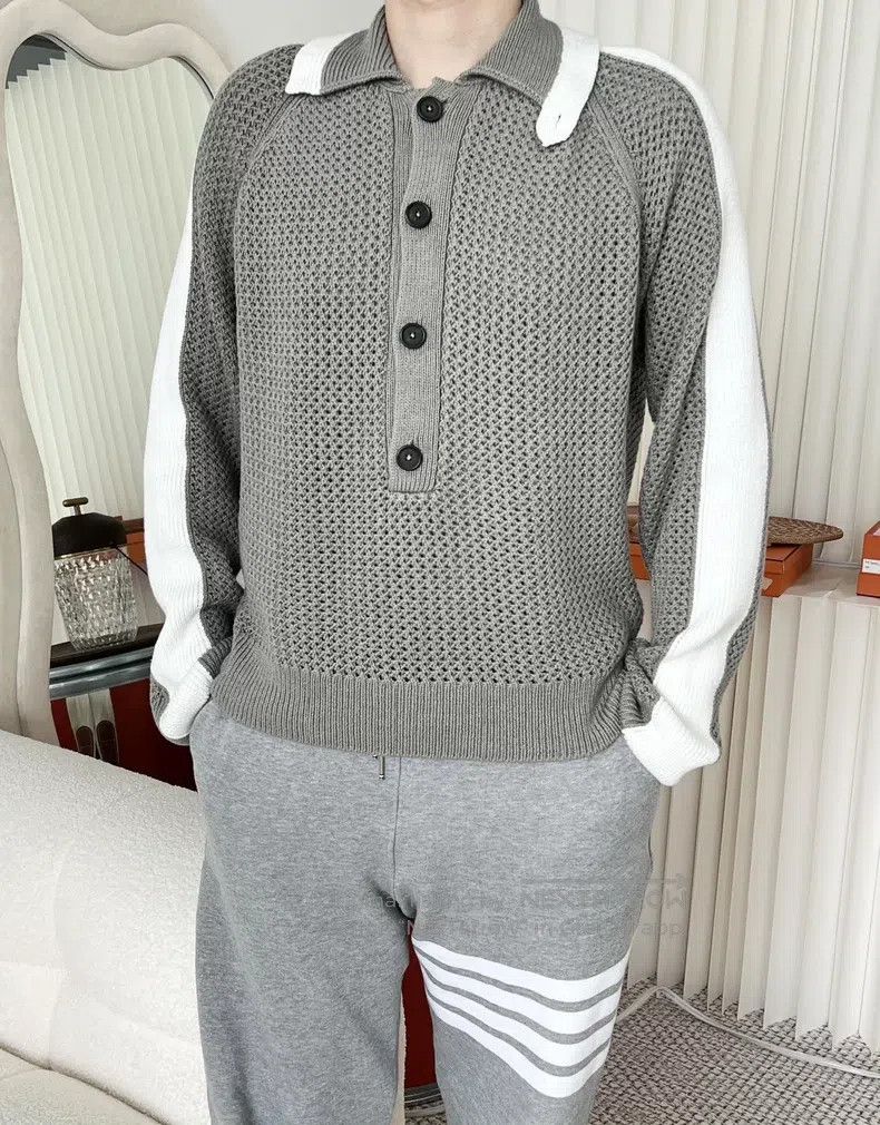Hermes Hermes Color-block polo neck knitted long-sleeve sweater, Size US L / EU 52-54 / 3 - 6 Thumbnail