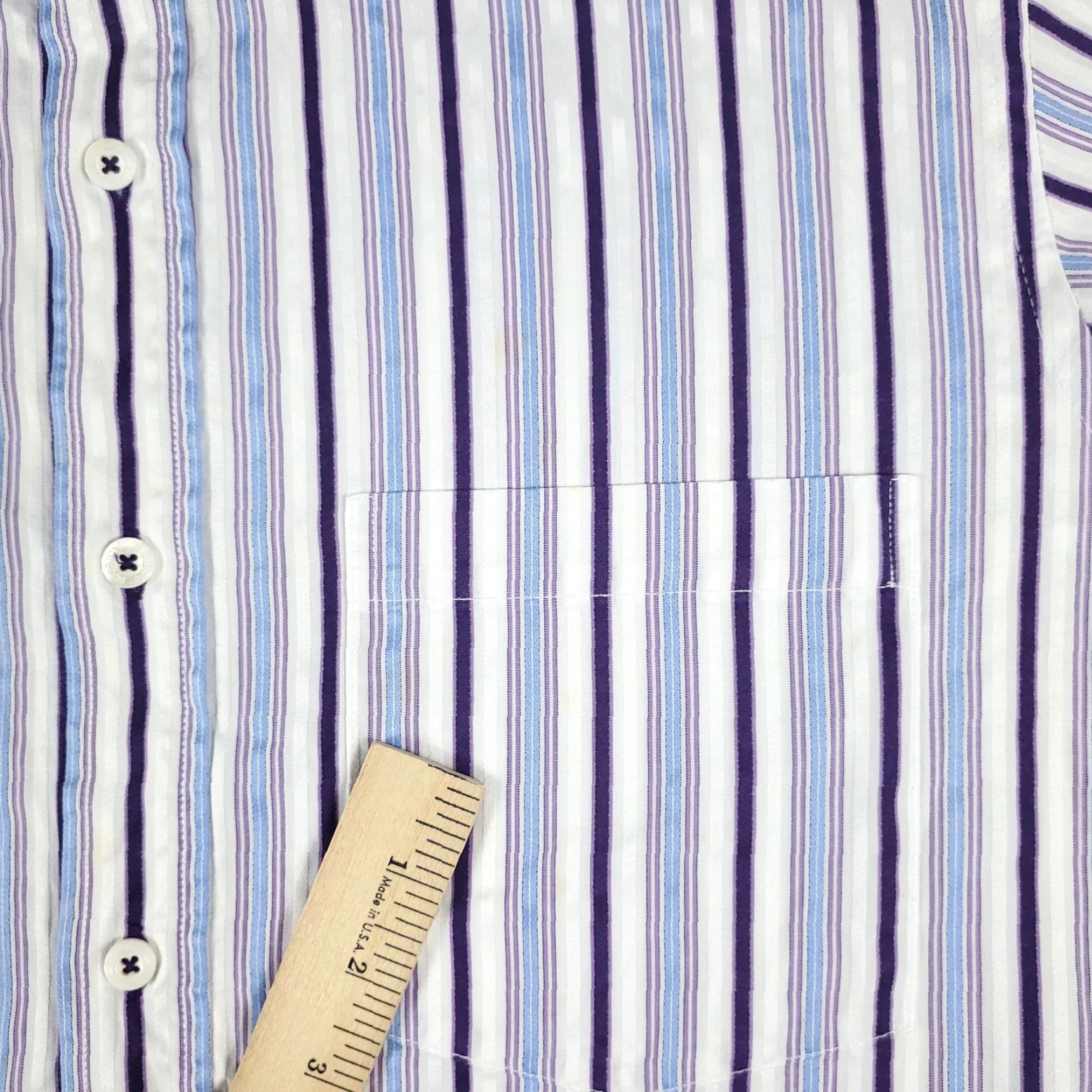 BUGATCHI Bugatchi Uomo Shirt Mens Medium Purple Striped Button-Up Long Sleeve Cotton Pocket Collared Regular Fit Size US M / EU 48-50 / 2 - 4 Thumbnail