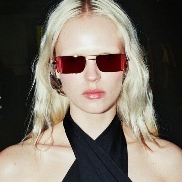 Off-White Off-White OERI14A CORTEZ 7628 Sunglasses Gold Rectangle Size ONE SIZE - 1 Thumbnail