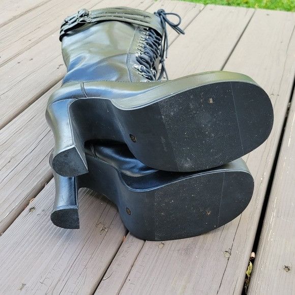 Vintage Vintage 90s y2k Tuk Black Faux Leather Platform Lace Up Brat Size US 10 / IT 40 - 6 Thumbnail