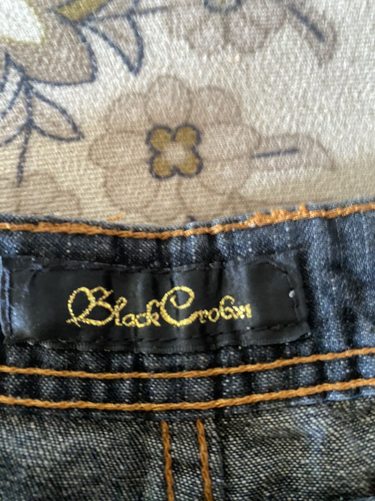 Beauty Beast 🔥FLARE🔥Black Crown Distressed Gold Painting Design Style Size US 34 / EU 50 - 10 Thumbnail