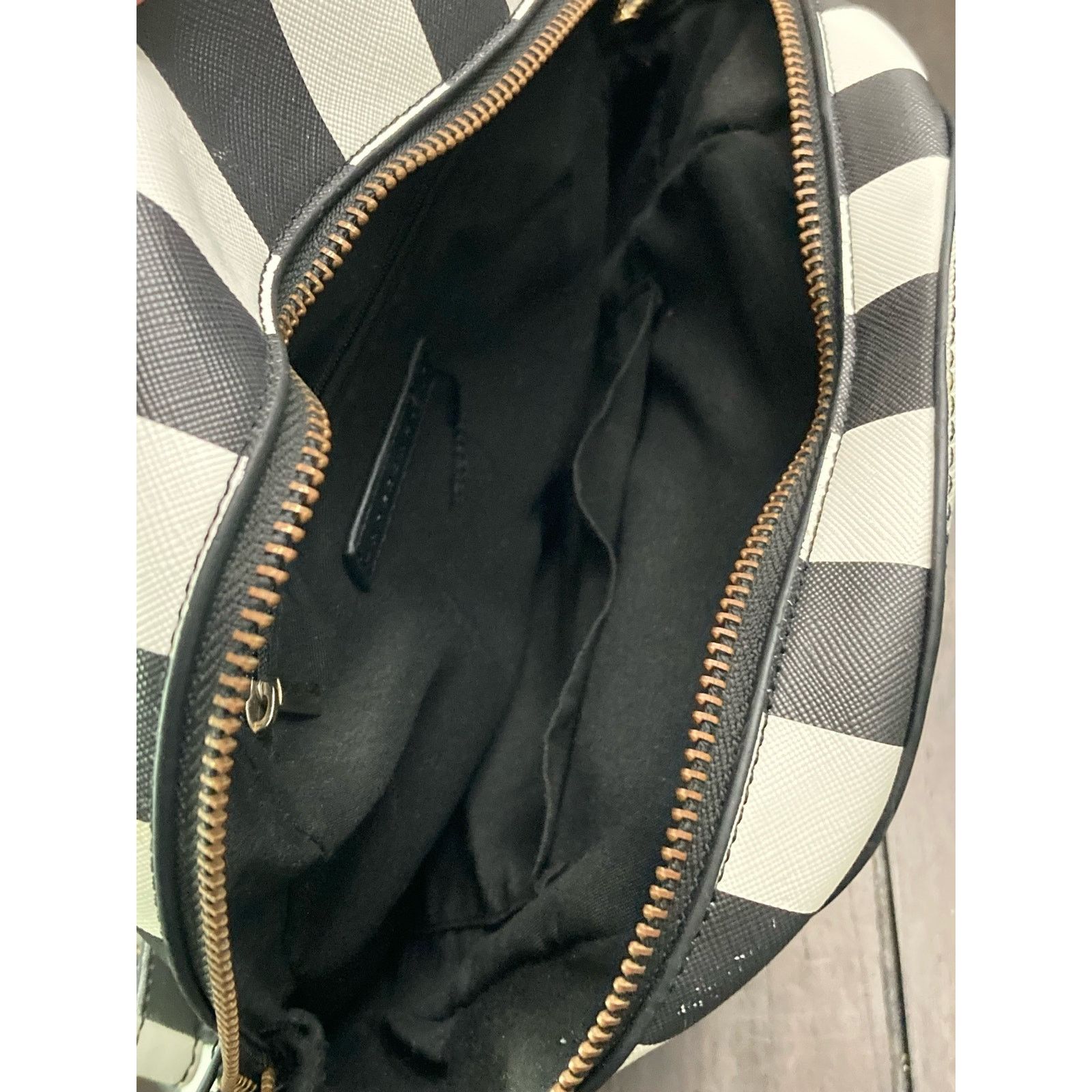 Other Under One Sky Vegan Leather Striped Backpack Black & White Size ONE SIZE - 12 Thumbnail