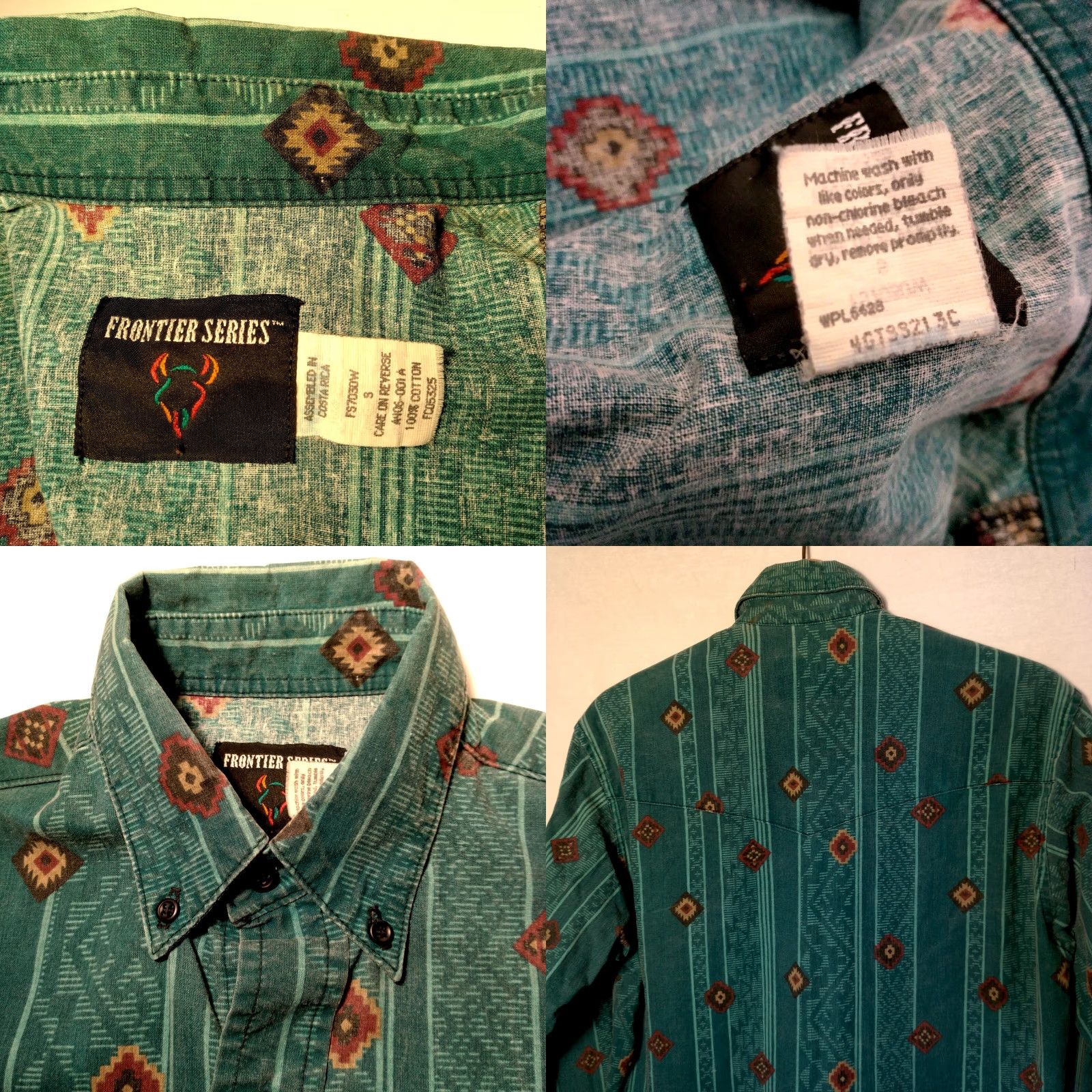 Altea VINTAGE Frontier Series Western Shirt S Teal Geometric Button-Up Casual Cowboy Ranchwear Mens Size US S / EU 44-46 / 1 - 8 Thumbnail