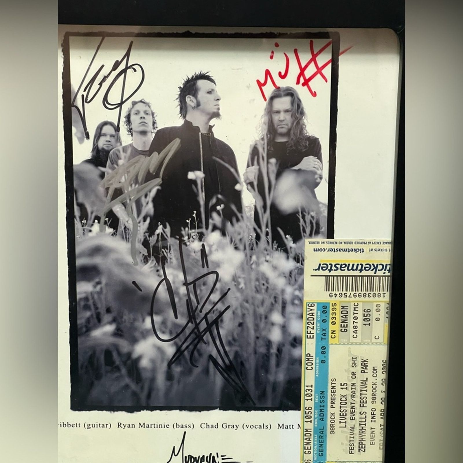 Band Tees Vintage MUDVAYNE SIGNED / Autographed 8x10 Livestock Ticket Size ONE SIZE - 2 Thumbnail