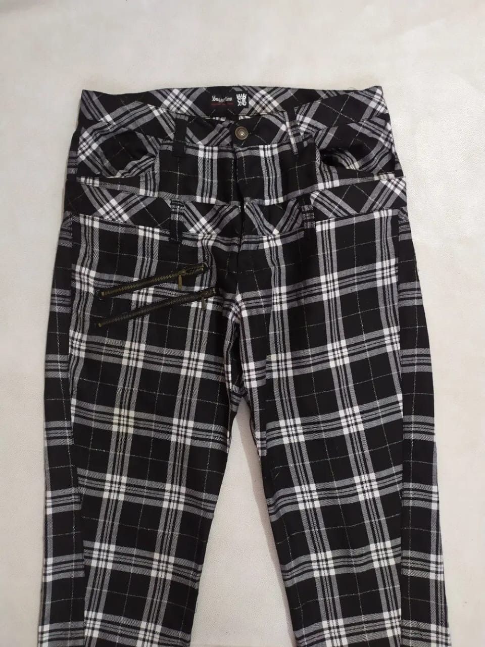 Japanese Brand Suggestion Check Pants Punk Bondage Zipper design Size US 31 - 2 Thumbnail
