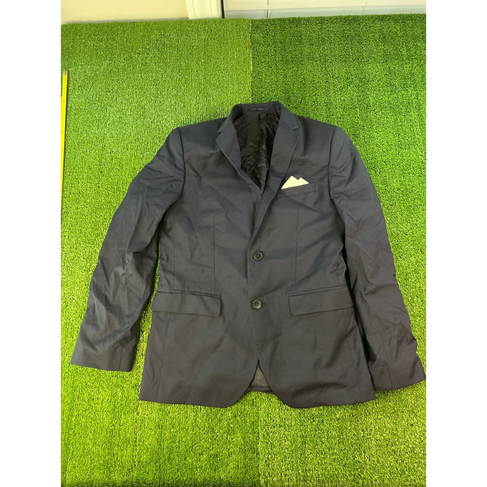 H&M H&M Men's Blue Blazer Suit Jacket White Pocket Square 38R Size US M / EU 48-50 / 2 - 1 Thumbnail