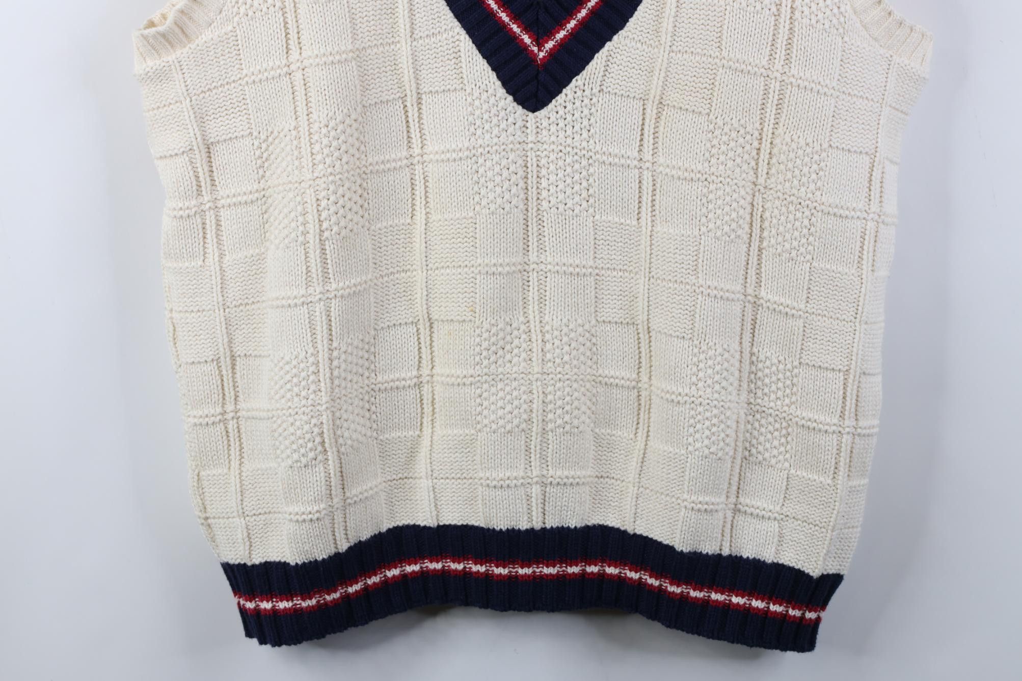 Lands' End Vintage 90s Lands End Cotton Checkered Knit Sweater Vest USA Size US L / EU 52-54 / 3 - 3 Thumbnail