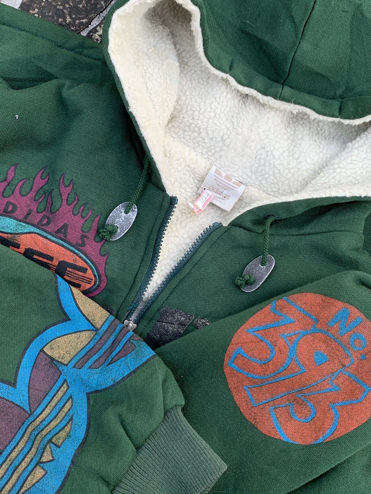 Adidas Vintage 90s Adidas Trefoil Fleece Lined Hoodie Jacket Size US L / EU 52-54 / 3 - 5 Thumbnail