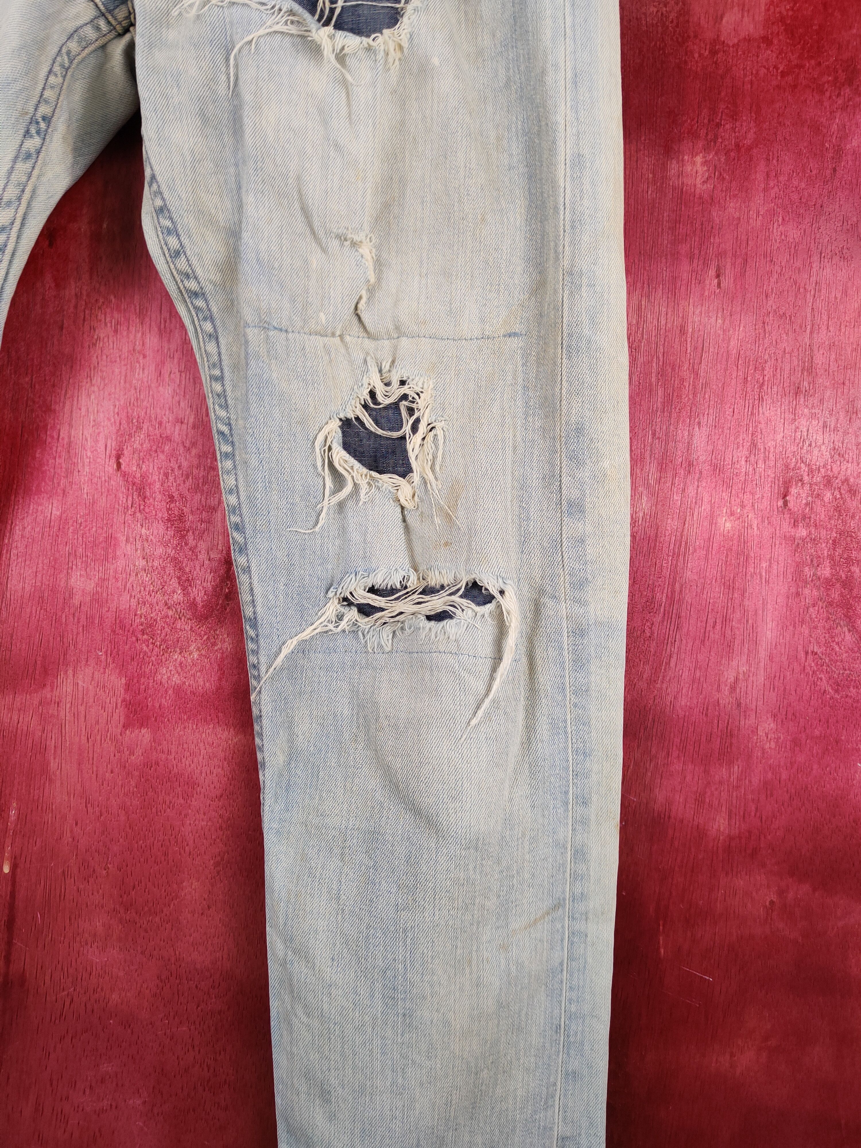 Japanese Brand Bayflow Blue Faded Distressed patchwork Denim #S1483 Size US 30 / EU 46 - 7 Thumbnail