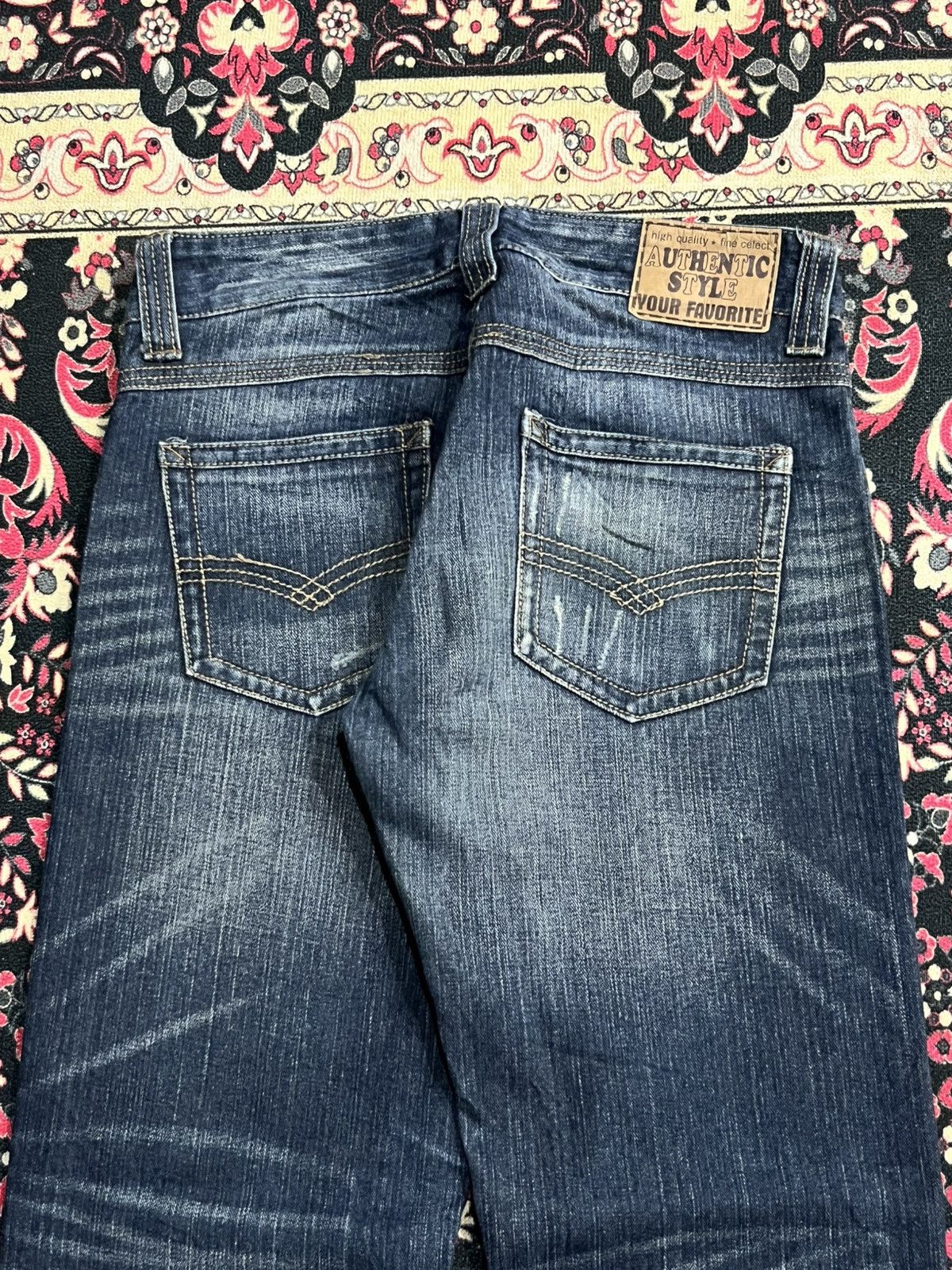 Japanese Brand Japanese Brand Dark Blue Whisker Straight Leg Jeans Size US 30 / EU 46 - 6 Thumbnail