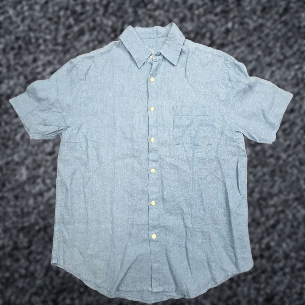 Vintage Alex Crane Men's Large Blue Knit Ola Shirt Linen Button Up NWT Size US L / EU 52-54 / 3 - 1 Thumbnail