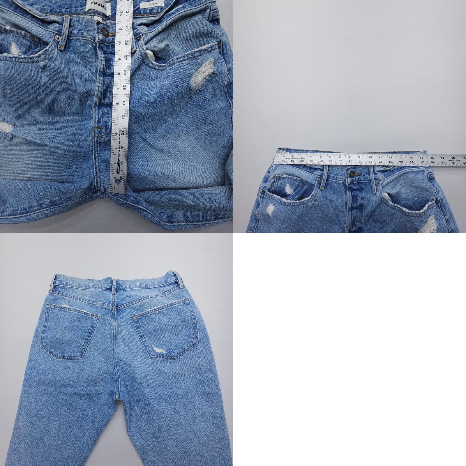 Frame FRAME Jeans Frame Le Original Jeans Distressed High Rise 31 Button Fly Straight Denim Blue 5-Pocket Women Mens? Size 24" / US 00 / IT 34 - 8 Thumbnail