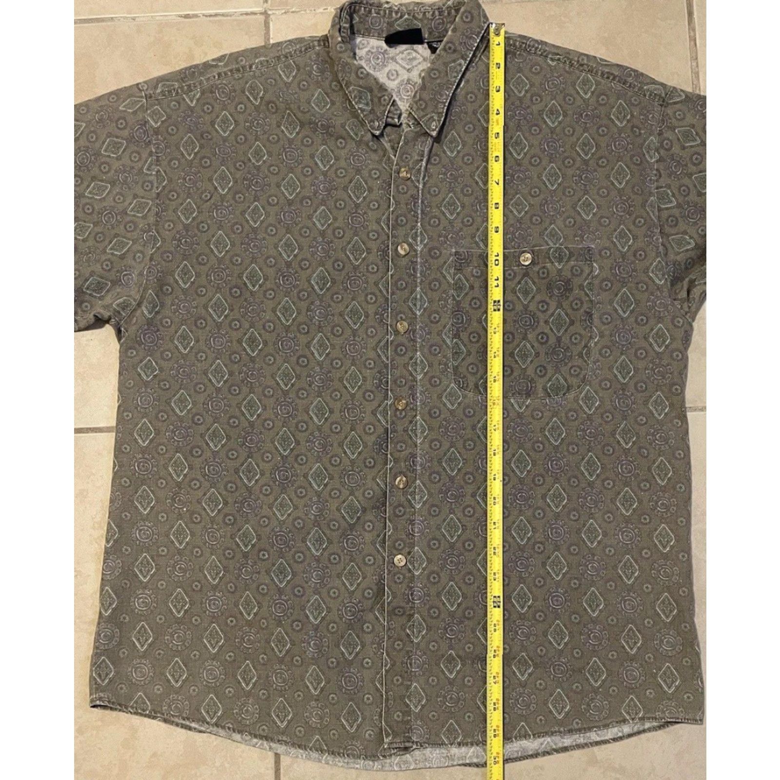 Vintage Vtg 90s Paisley Button Up Shirt L Men Green Grunge Vaporwave Surf Skate Abstract Art AOP Size US L / EU 52-54 / 3 - 6 Thumbnail