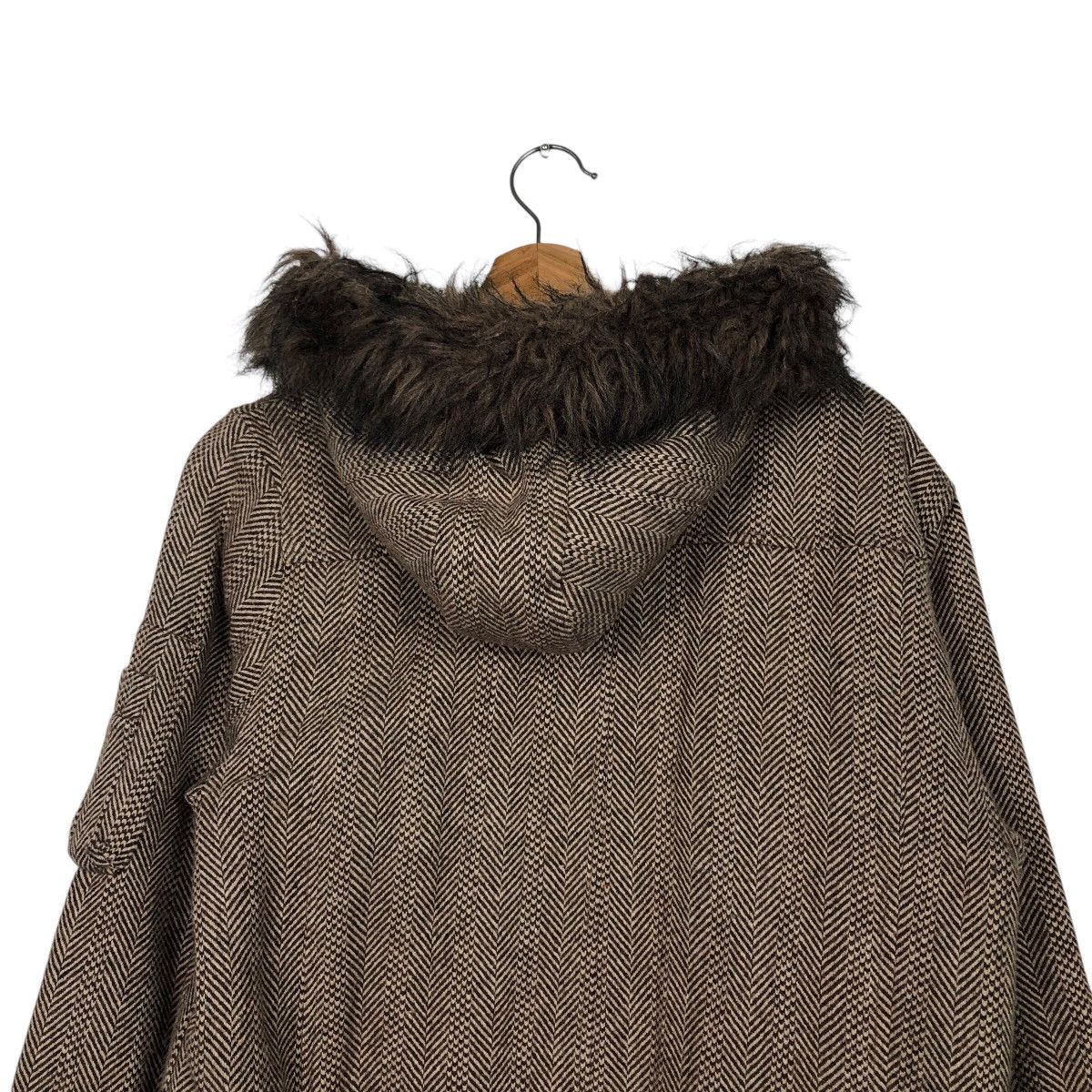 Japanese Brand 📌Vintage Wool Herringbone Fur Hoodie Jacket Size US M / EU 48-50 / 2 - 10 Thumbnail
