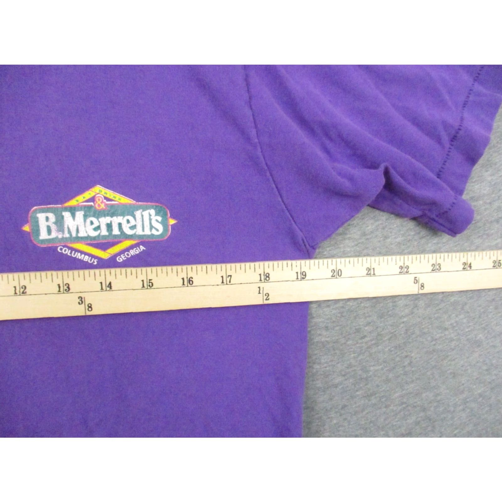 Fruit Of The Loom VINTAGE B. Merrell's Columbus Georgia Shirt Medium Single Stitch Purple USA Shirt Mens M Purple USA Vintage Size US M / EU 48-50 / 2 - 5 Thumbnail