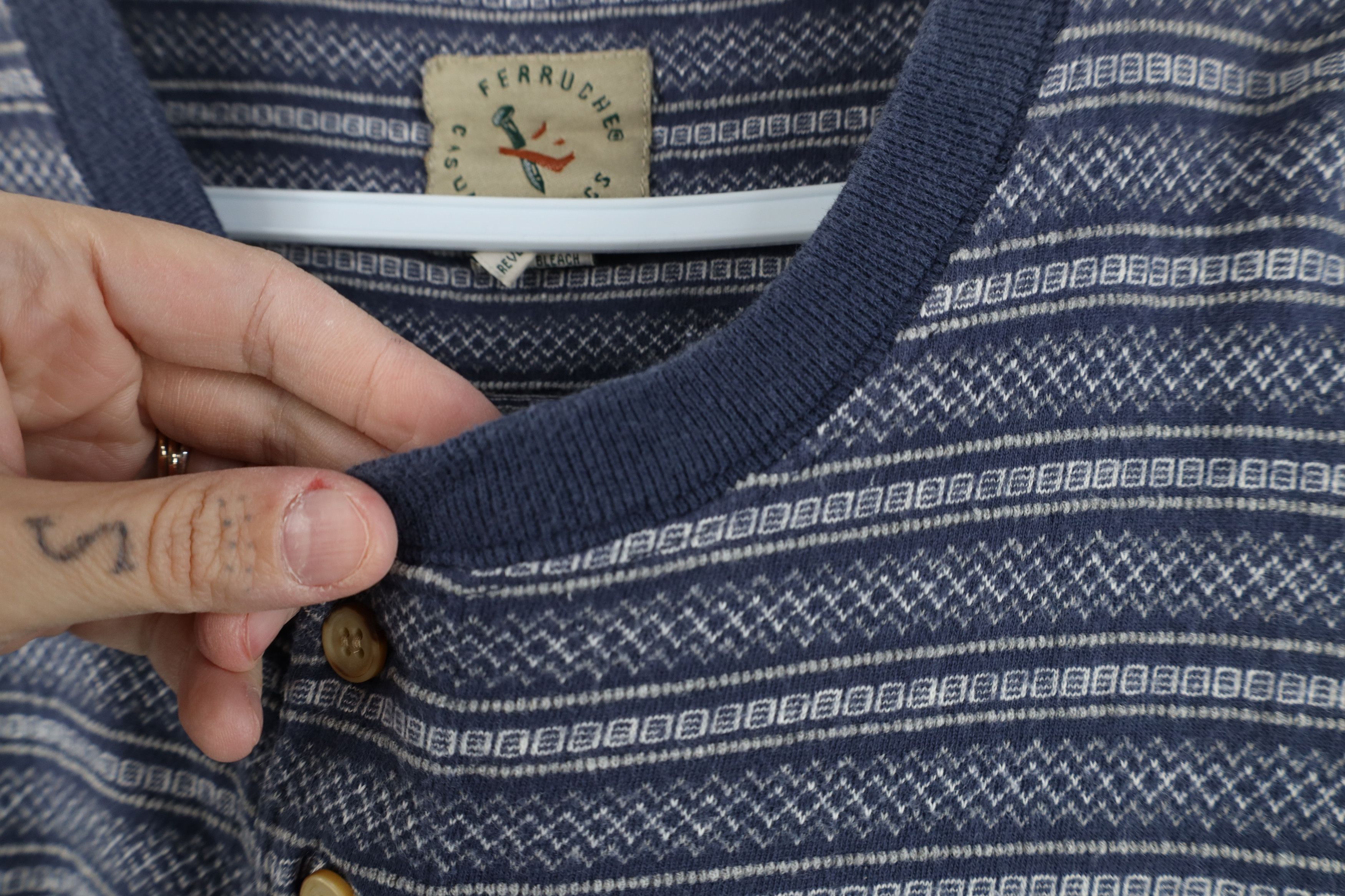 Vintage Vintage 90s Streetwear Striped Knit Henley T-Shirt Size US M / EU 48-50 / 2 - 5 Thumbnail