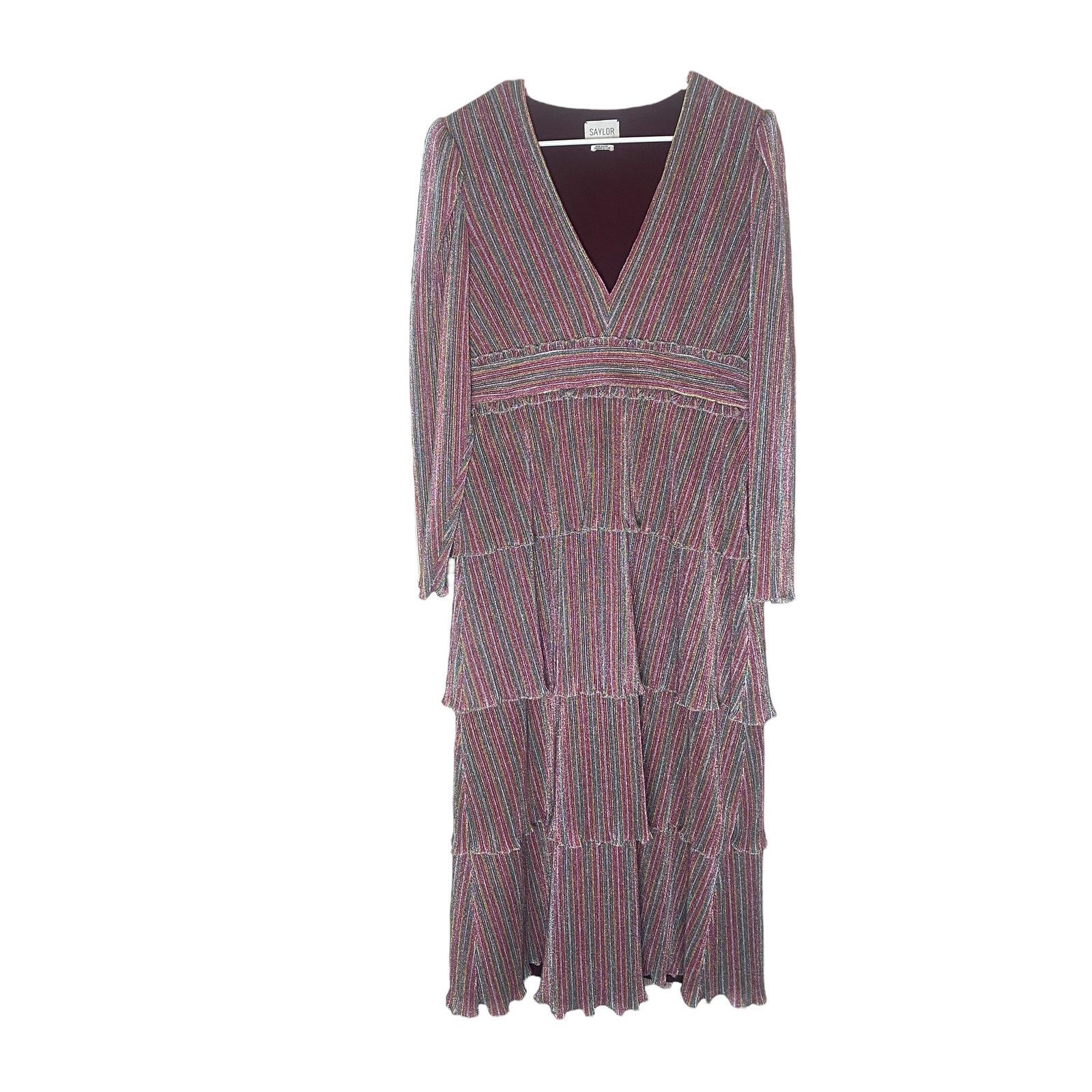 Saylor SAYLOR Allison Long Sleeve Tiered Midi Dress In Multi L Size L / US 10 / IT 46 - 2 Thumbnail