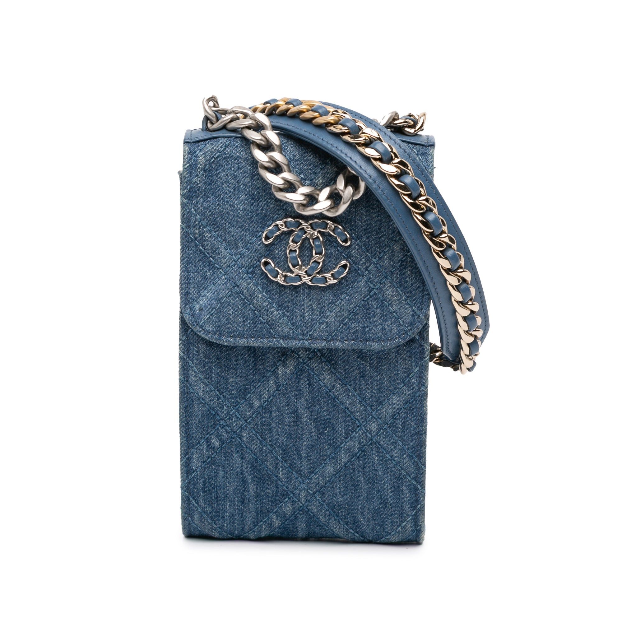 Chanel Denim 19 Phone Holder with Chain Size ONE SIZE - 1 Thumbnail