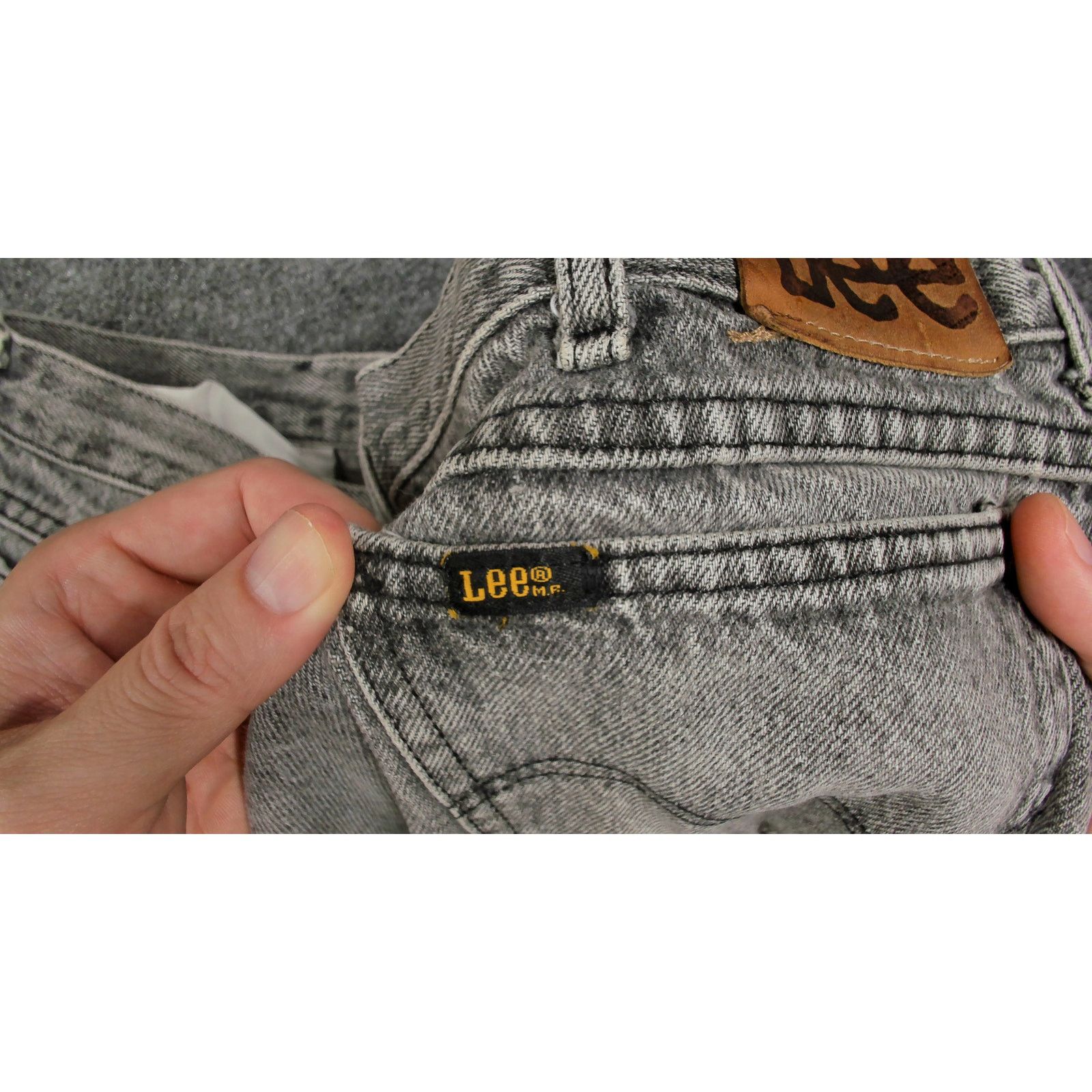 Lee Lee Vintage 80s Made in USA Charcoal Acid Wash Jeans 38x32 Size US 38 / EU 54 - 10 Thumbnail
