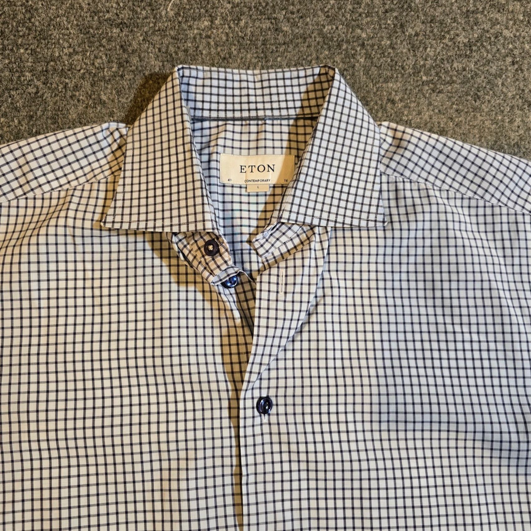 Eton Eton Shirt Mens Large Blue Check Plaid Button Long Sleeve Casual Career Classic Shirt Mens Blue Check Plaid Button-Up XI Size US L / EU 52-54 / 3 - 2 Thumbnail