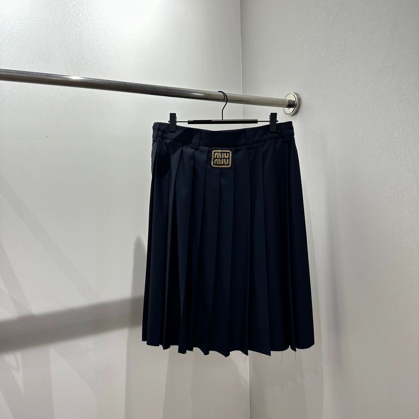 Miu Miu MIU MIU Logo Embroidered Wool Pleated Skirt 38 Size 26" / US 2 / IT 38 - 1 Thumbnail