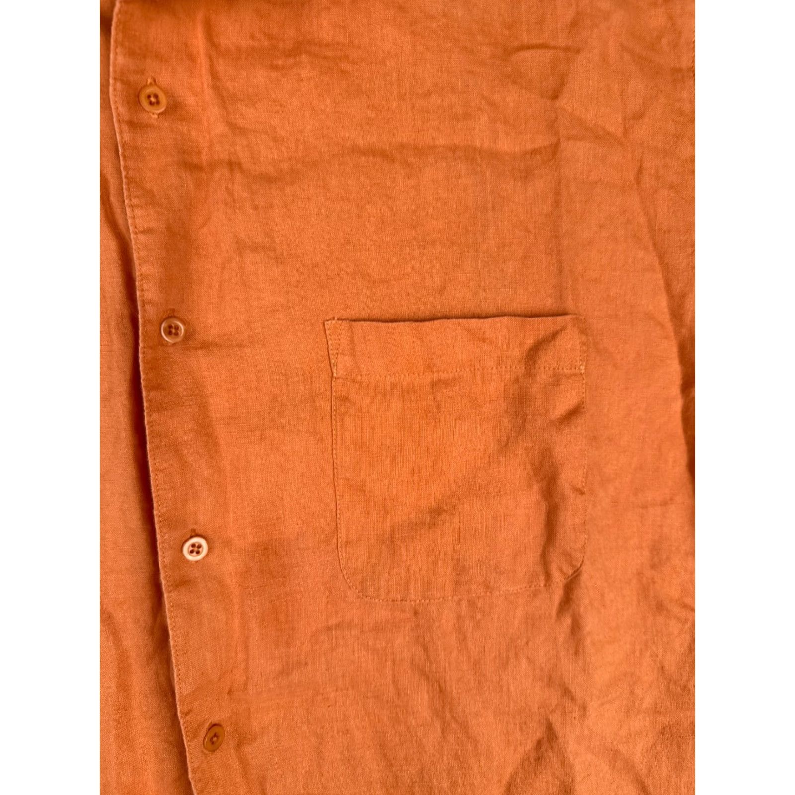 Vintage Linea Uomo Shirt Men XL Big & Tall Orange 100% Linen Hawaiian Button Up Short Sleeve Crew Neck? Size US XL / EU 56 / 4 - 6 Thumbnail