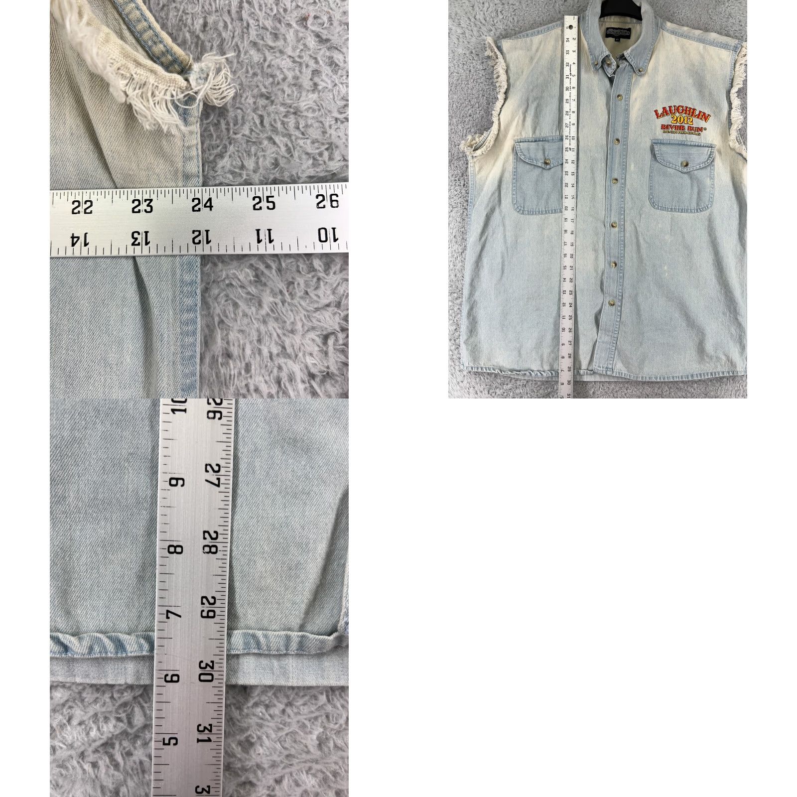 Denime VINTAGE Sports Gallery Vest Men XL Blue Denim Laughlin River Run 2012 Size US XL / EU 56 / 4 - 9 Thumbnail