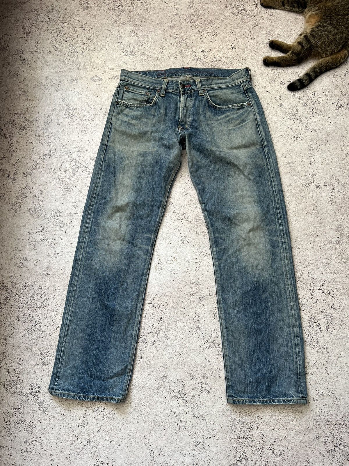 Edwin × Japanese Brand FLARED ≥ THRASHED EDWIN 53504 DISTRESSED DENIM PANT Size US 34 / EU 50 - 3 Thumbnail