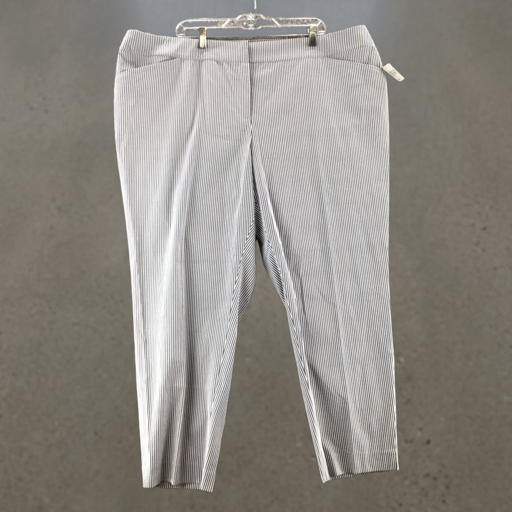 Kasper Kasper Ankle Pants Womens 24W Blue White Stripes Chambray Mid Rise Straight NWT Size 42" / US 20 - 1 Thumbnail