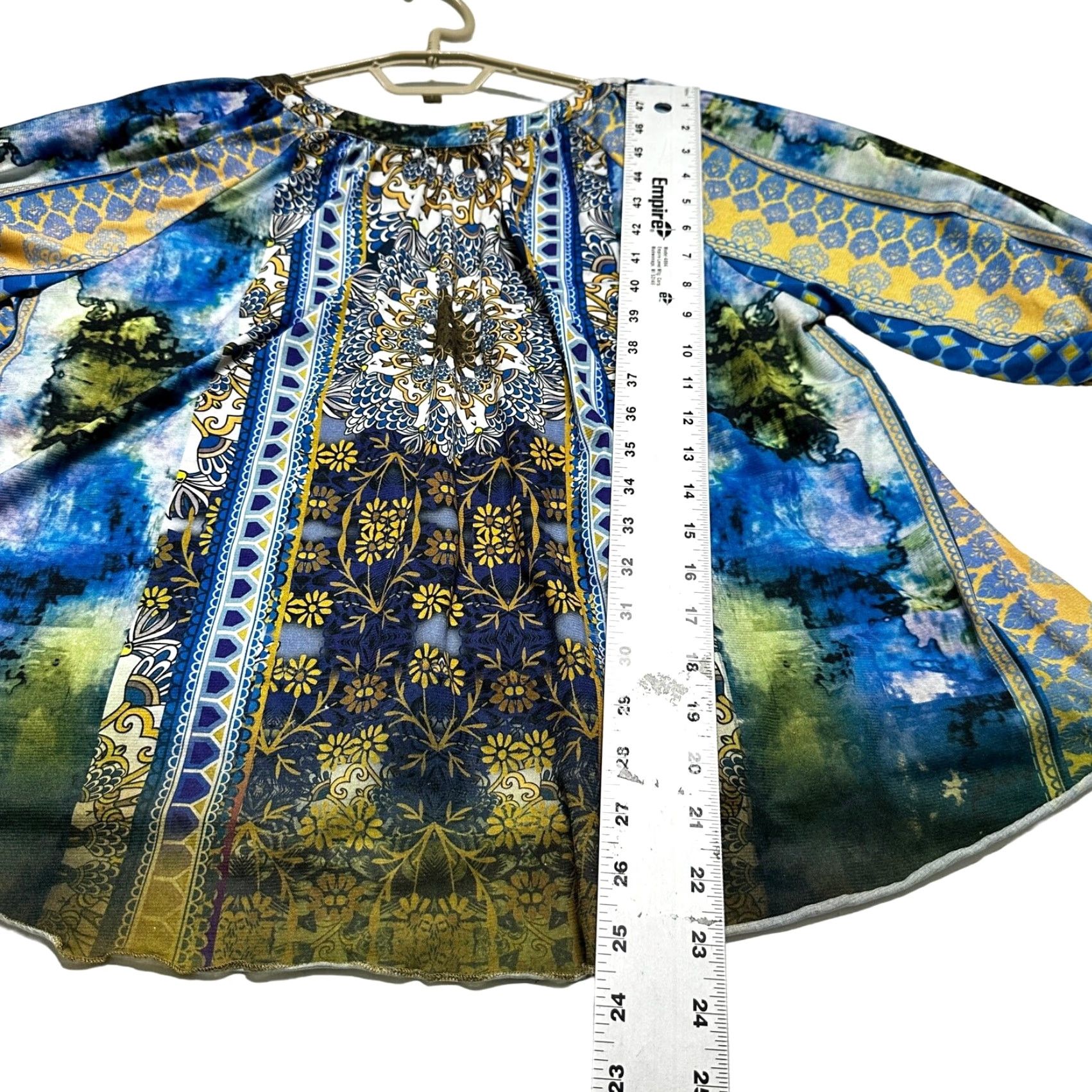 Vintage Y2K One World Blouse S Blue Paisley 3/4 Sleeve Bohemian Tunic Women Regular Polyester Vintage: No | Casual, Business Size S / US 4 / IT 40 - 5 Thumbnail