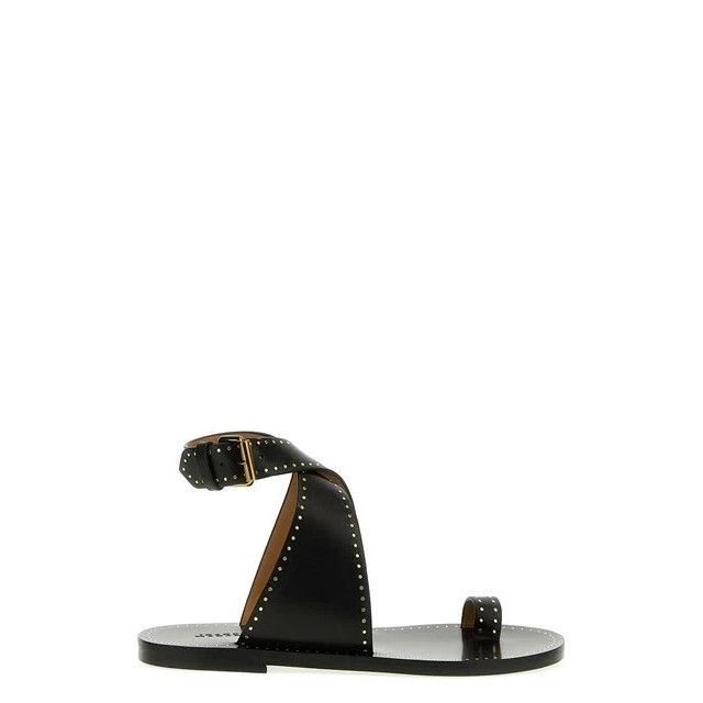 Isabel Marant ISABEL MARANT Jools Studded Strappy Black Leather Flat Sanda Size US 6 / IT 36 - 1 Thumbnail