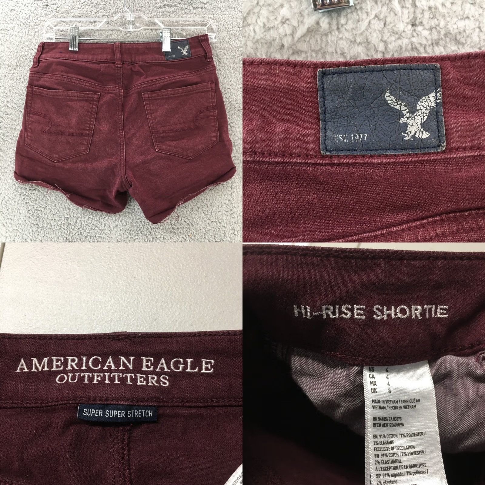 American Eagle Outfitters American Eagle Outfitters Hi Rise Shortie Shorts Womens 4 Red Stretch Cut Off Shirt Size 27" / US 4 / IT 40 - 8 Thumbnail
