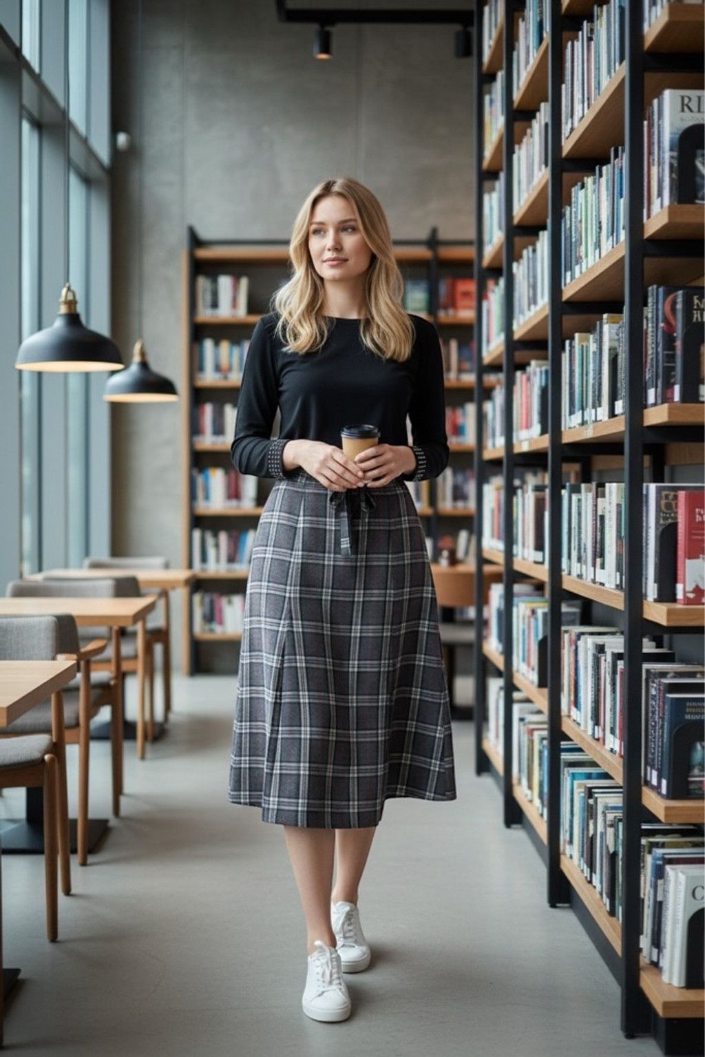 The Unbranded Brand Women's Unbranded Gray Plaid Midi Skirt Size 8 Size 30" / US 8 / IT 44 - 1 Thumbnail