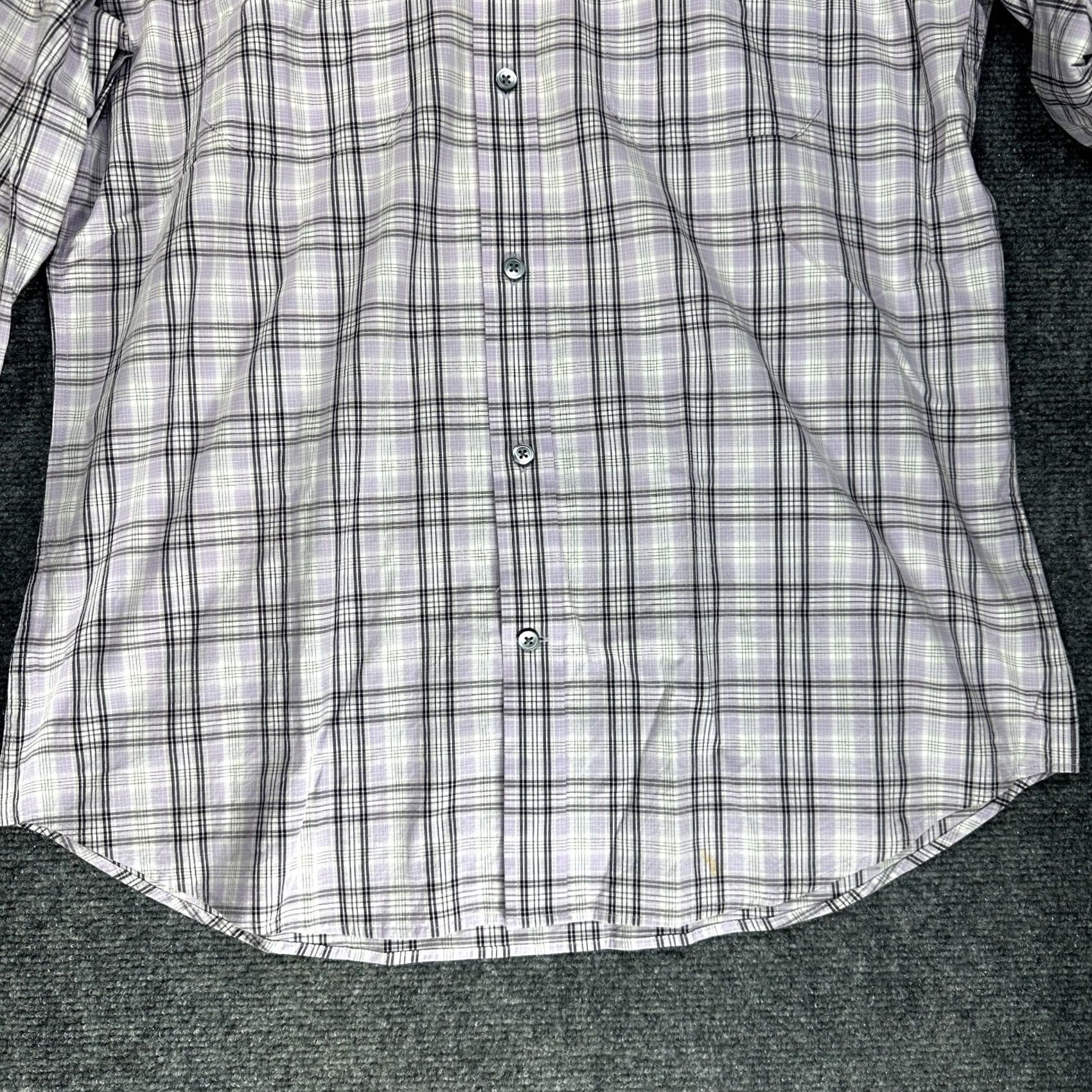 Express Express Shirt Mens Large Fitted Button Up Purple Stretch Plaid Roll Tab Sleeve Size US L / EU 52-54 / 3 - 2 Thumbnail