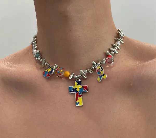 Jewelry Patchwork Cross Pendant Size ONE SIZE - 7 Thumbnail