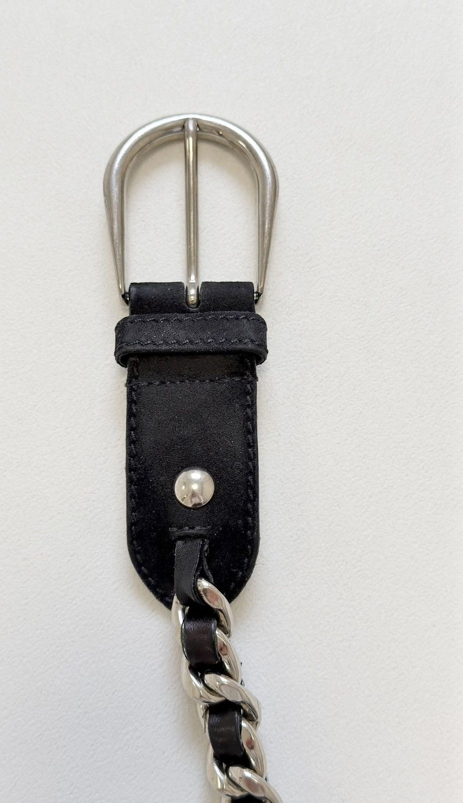 Miu Miu Early 2000s Black Suede Metal Chain Belt Size ONE SIZE - 6 Thumbnail