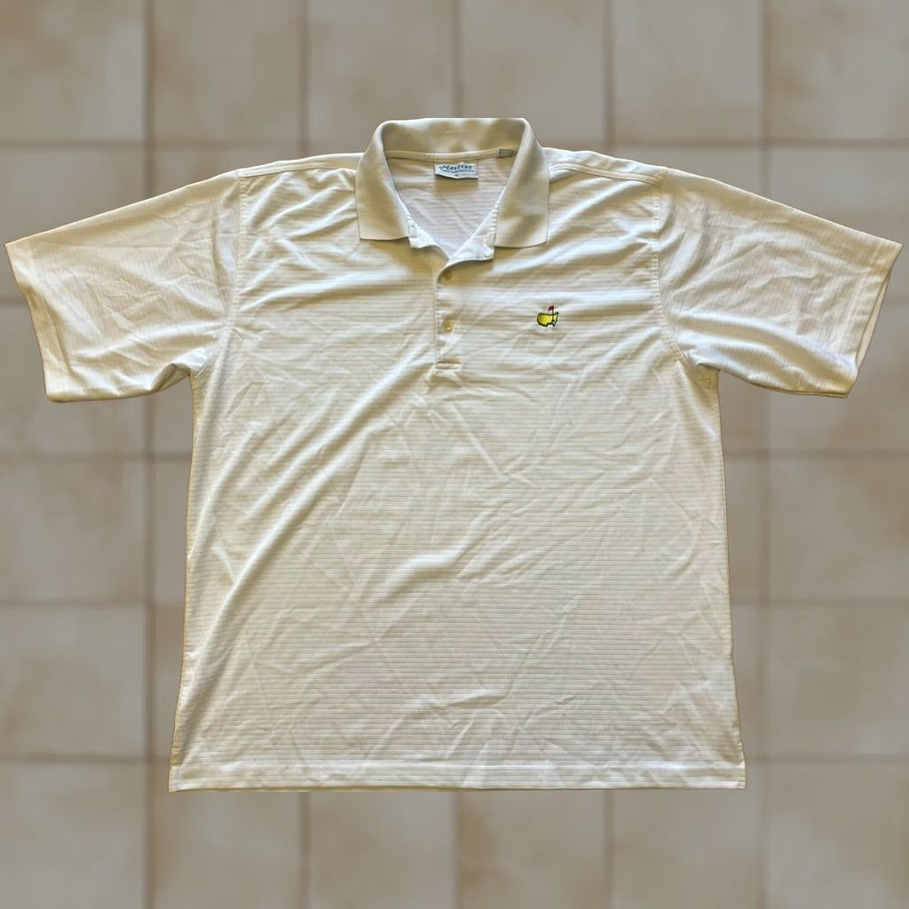 Vintage Masters Performance Polo Shirt Mens White Striped Polyester sz XL Golf Polo Size US XL / EU 56 / 4 - 1 Thumbnail