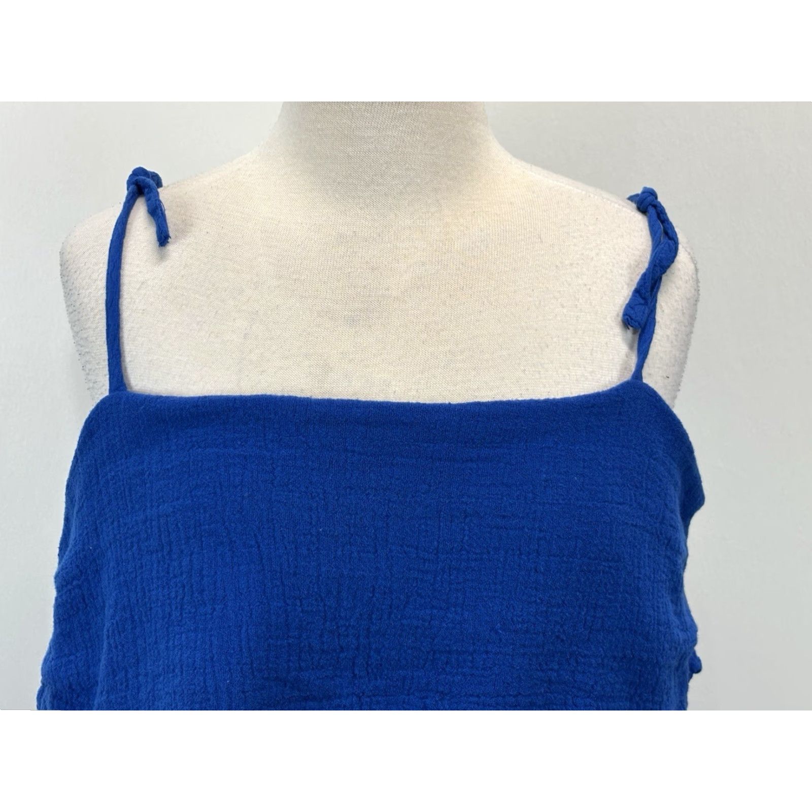 Vintage Oh My Gauze! Cotton Blouse Blue L Cold Shoulder Casual Lightweight Boho Womens Size L / US 10 / IT 46 - 5 Thumbnail