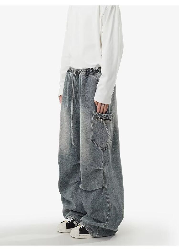 Japanese Brand × Jean American retro pocket loose washed wide-leg cargo jeans Size US 32 / EU 48 - 3 Thumbnail