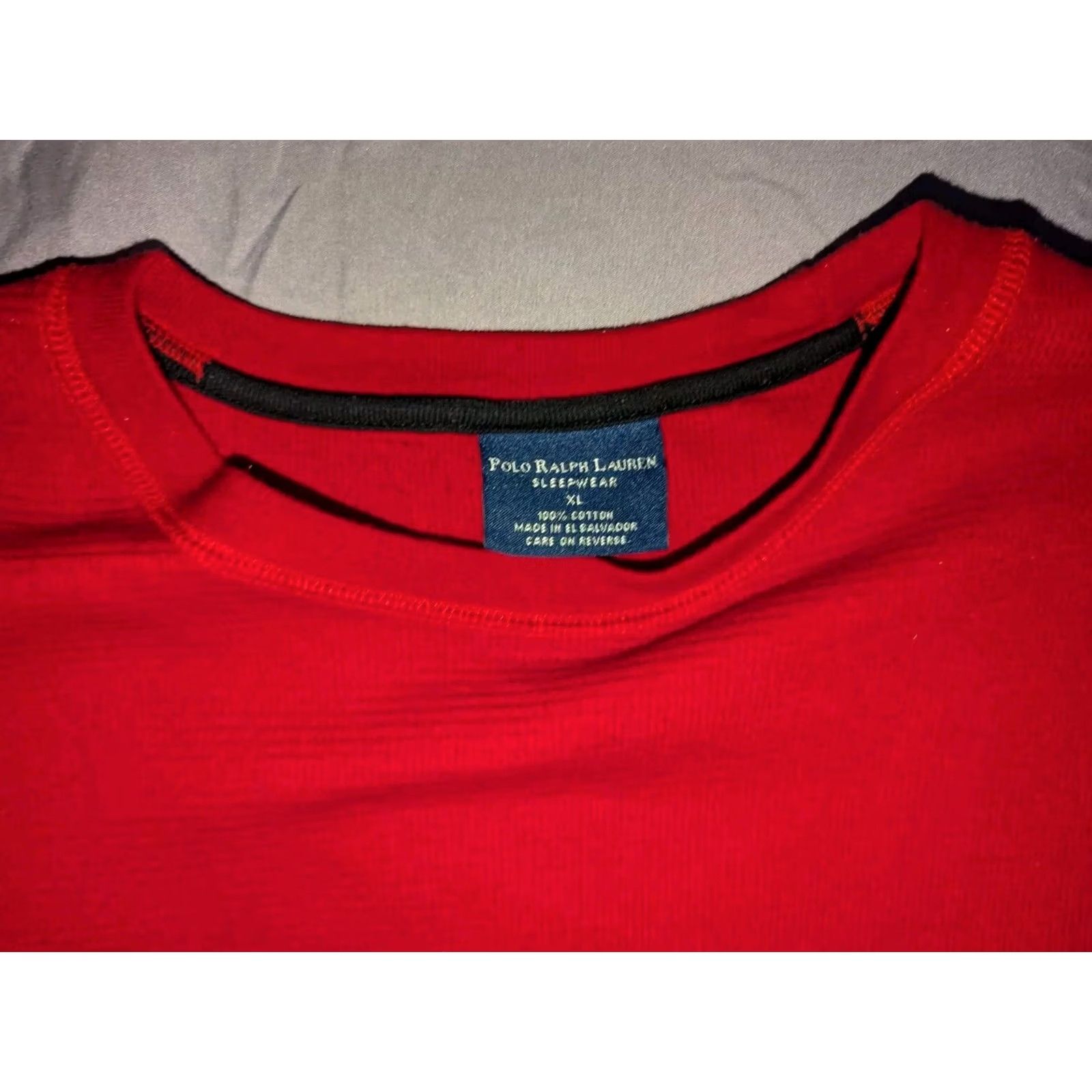 Polo Ralph Lauren Polo Ralph Lauren Sleepwear XL Red 100% Cotton Long Sleeve Crewneck Pullover Shirt Mens XL Red 100% Cotton Pullover Knit Solid Classic Vintage not Size US XL / EU 56 / 4 - 2 Thumbnail