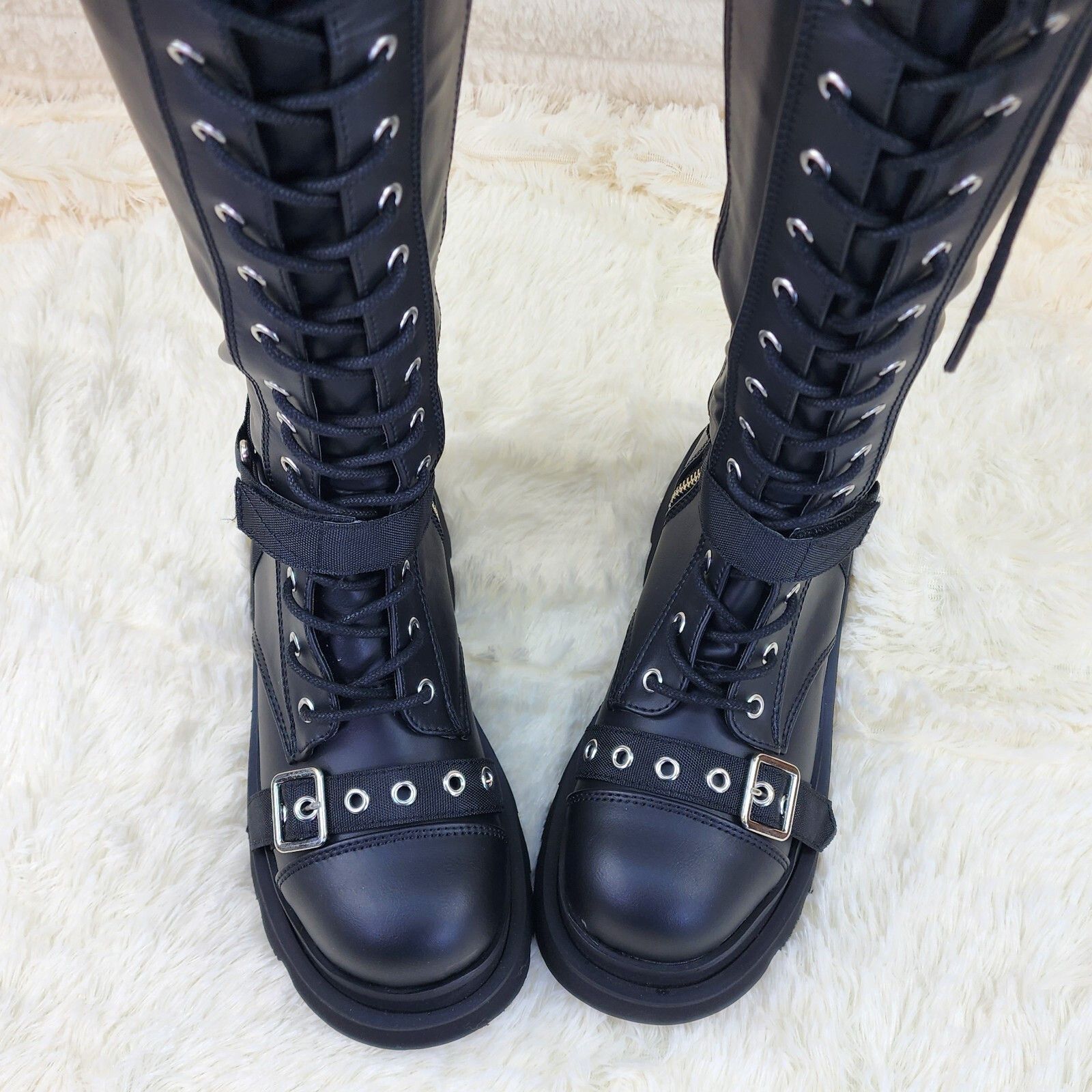 Demonia Cult DEMONIA Renegade Goth Punk Rocker Over The Knee Boots With K Size US 7 / IT 37 - 4 Thumbnail