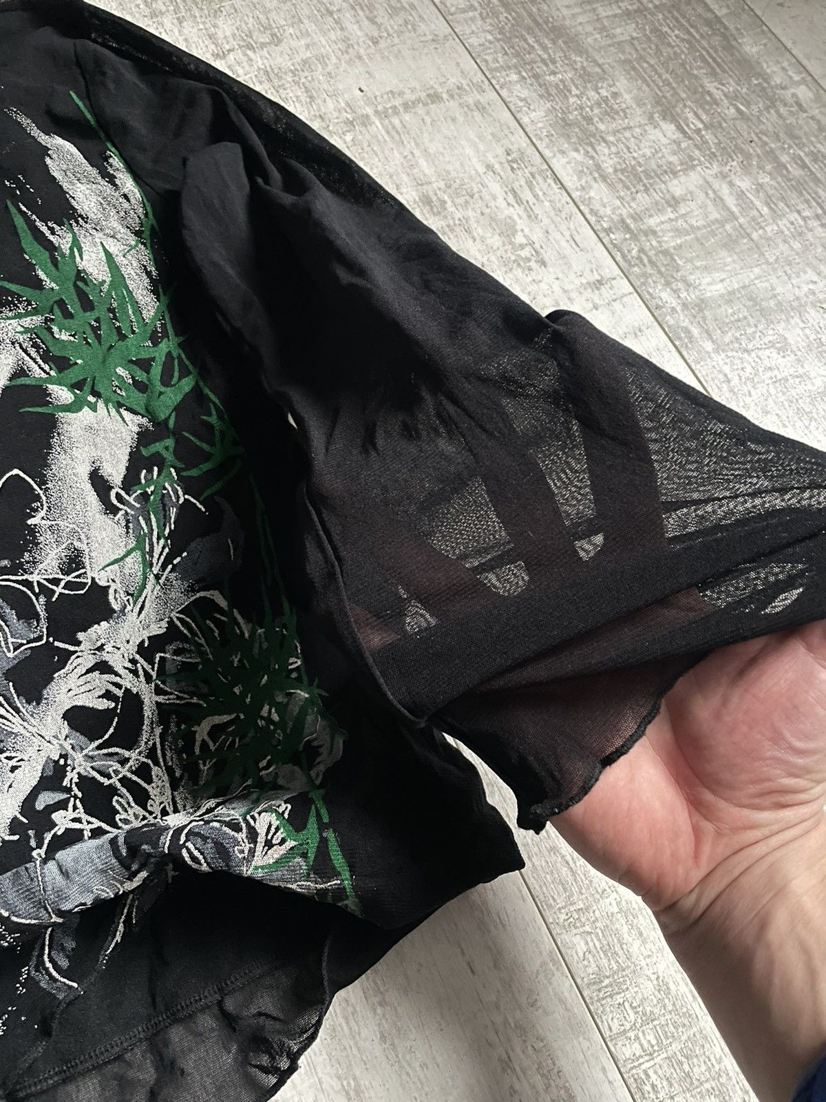 Japanese Brand Vintage Y2K Face Opium 00’s Mesh Black Long Sleeve Shirt Size XXL / US 16-18 / IT 52-54 - 5 Thumbnail