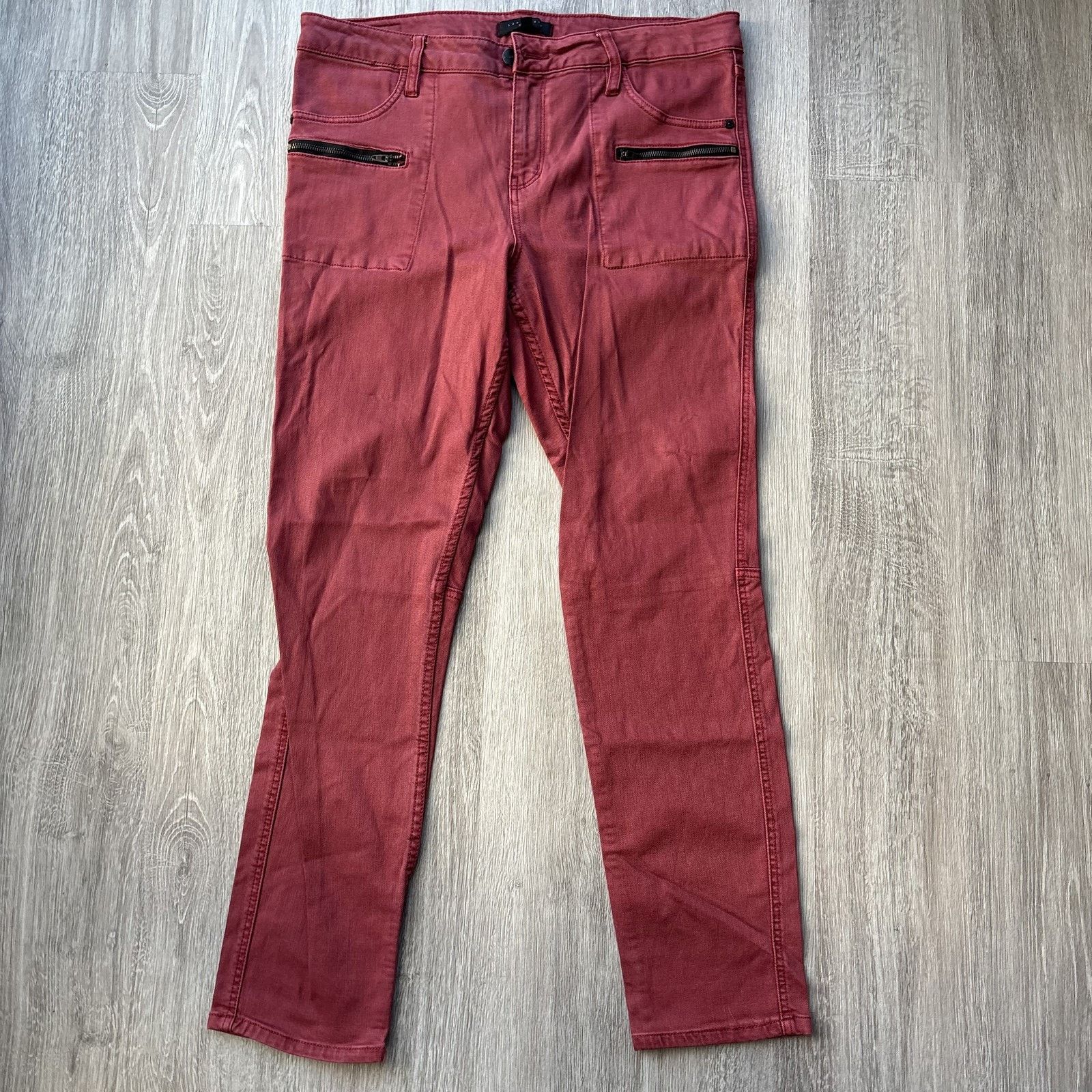 Sanctuary Sanctuary Denim Women's 32 Red Moto Zipper Skinny Jeans Size 32" / US 10 / IT 46 - 1 Thumbnail