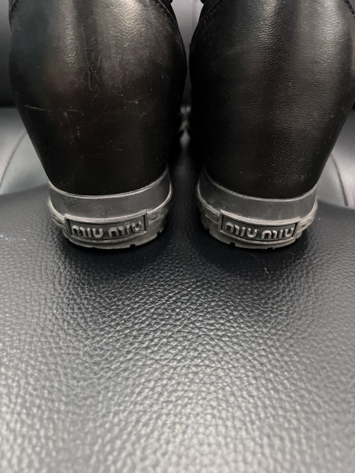 Miu Miu Miu Miu Metal Toe Lace-Up Wedge High-Top Boots Size US 7.5 / IT 37.5 - 9 Thumbnail