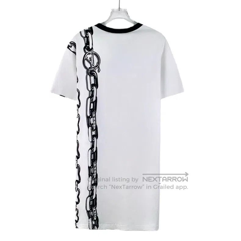 Louis Vuitton Louis Vuitton 22 White Chain Crew Neck Short Sleeve Dress Size XS / US 0-2 / IT 36-38 - 2 Thumbnail