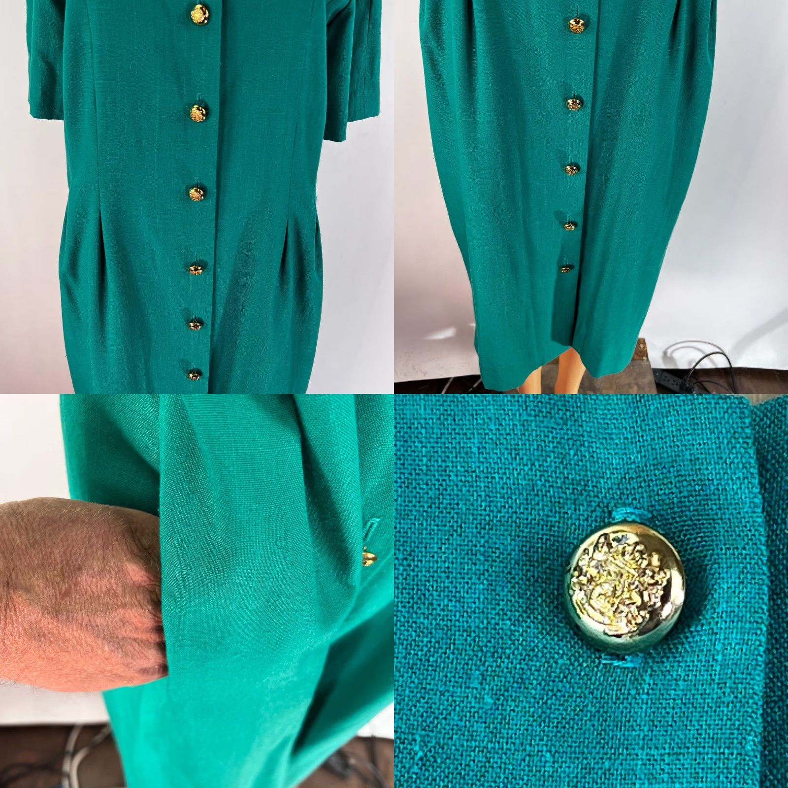 Vintage VINTAGE Brownstone Studio NY Front Button Midi Dress Womens 14 Green Pockets USA Adult Size XL / US 12-14 / IT 48-50 - 8 Thumbnail
