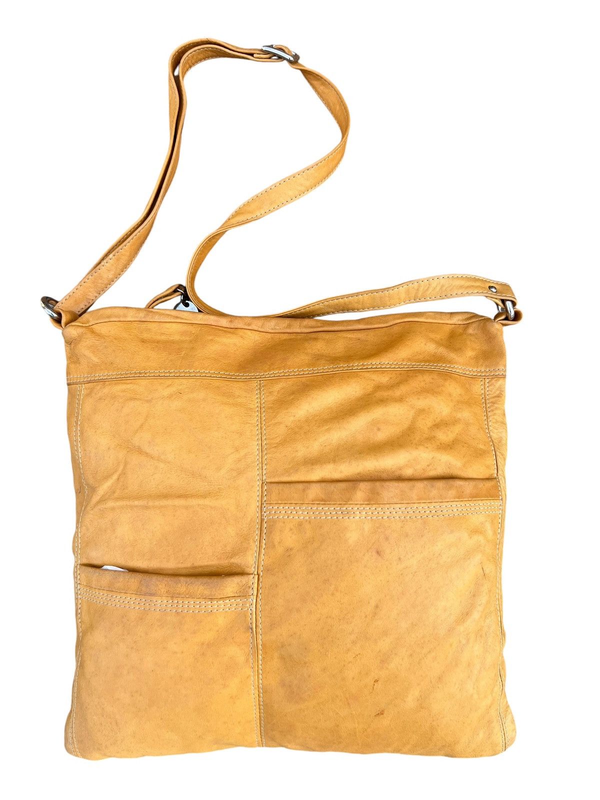 Leather Vintage DEL CONTE Muddy Stains Fade Patina Leather Bag Size ONE SIZE - 7 Thumbnail