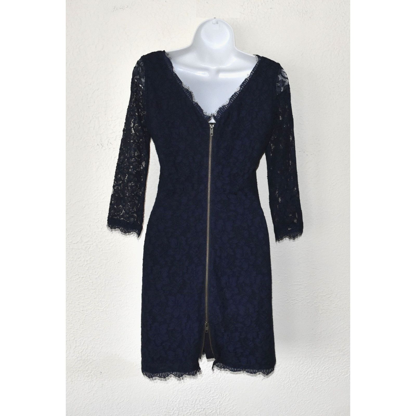 Diane von Furstenberg DIANE VON FURSTENBERG Zarita Lace Scallop Neckline Dress 4 Size S / US 4 / IT 40 - 3 Thumbnail