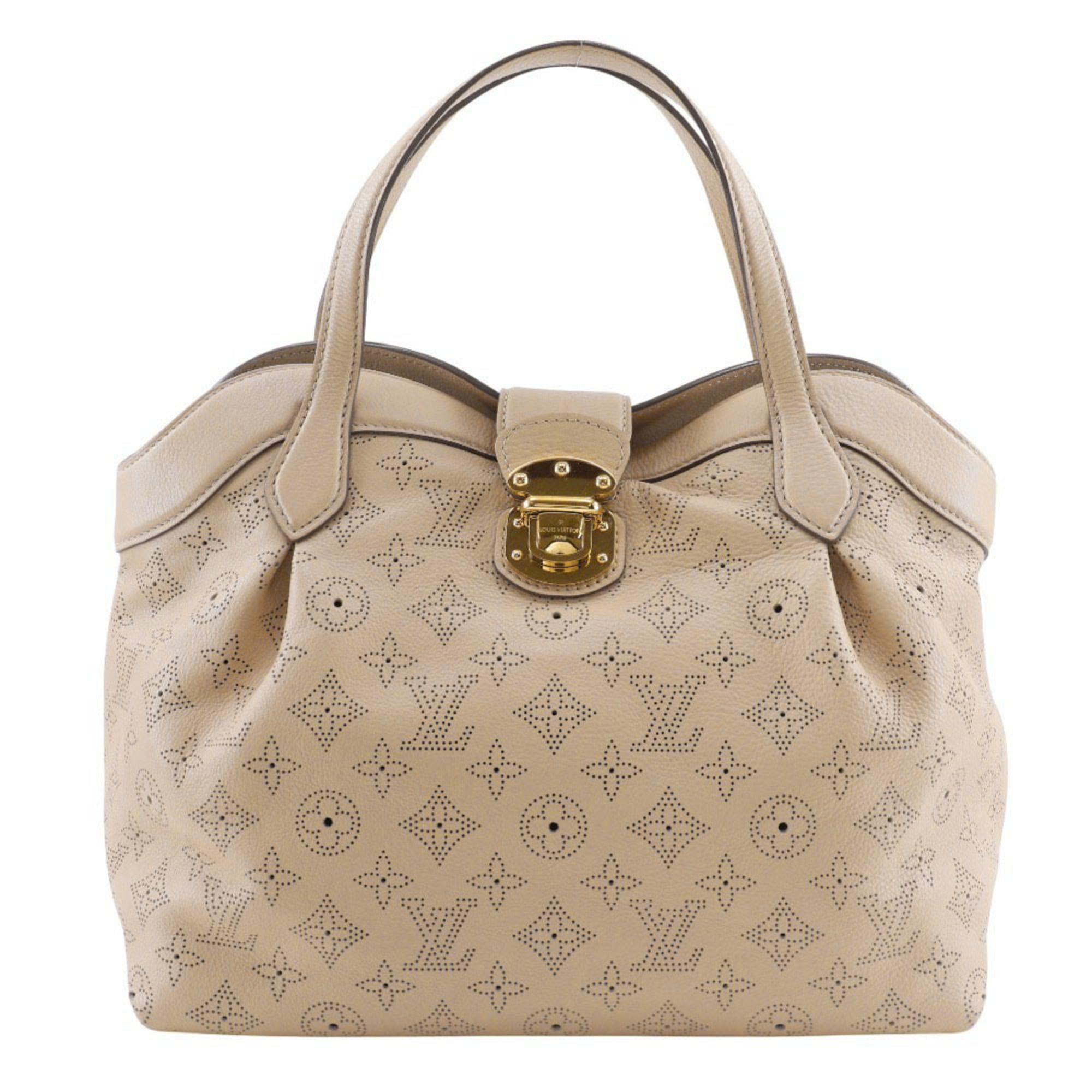 Louis Vuitton Shiels PM Handbag M93818 Monogram Mahina Opal 2011 Beige AR1101 A4 Size with Snap Lock Women's