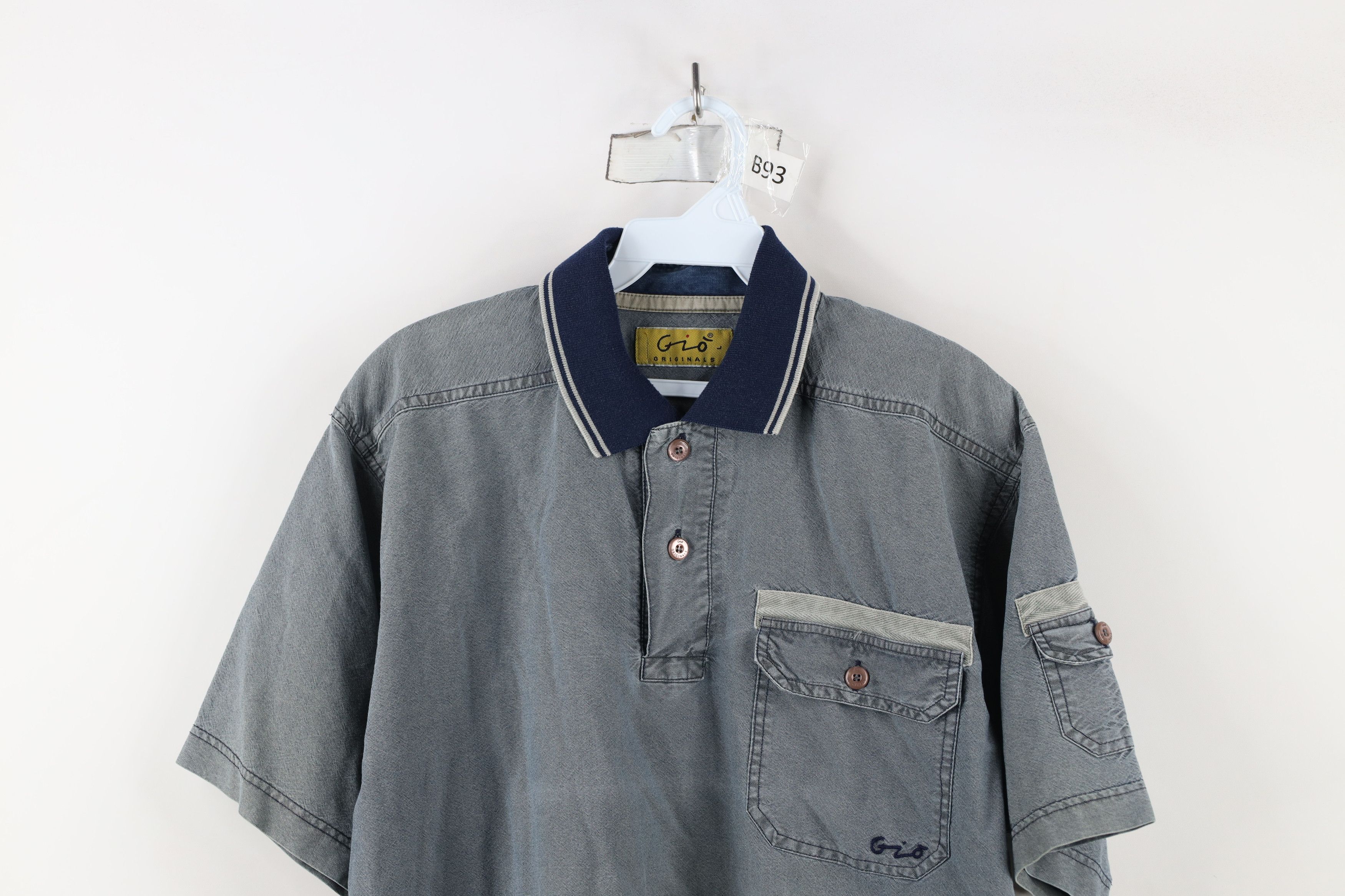 Vintage Vintage 90s Streetwear Stonewash Collared Polo Shirt Blue Size US L / EU 52-54 / 3 - 2 Thumbnail